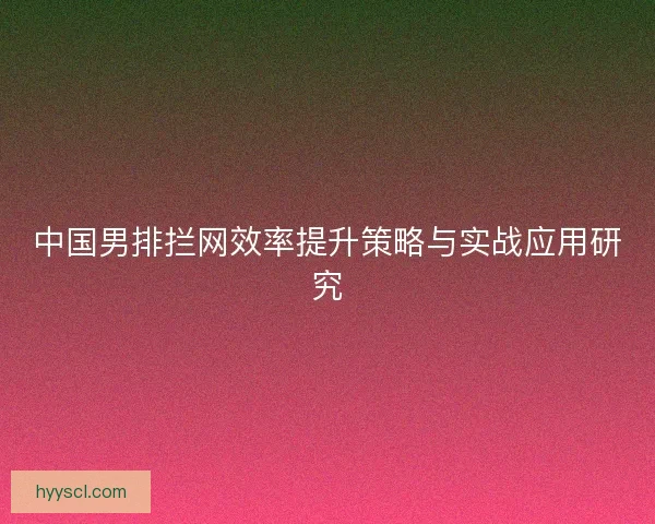 中国男排拦网效率提升策略与实战应用研究